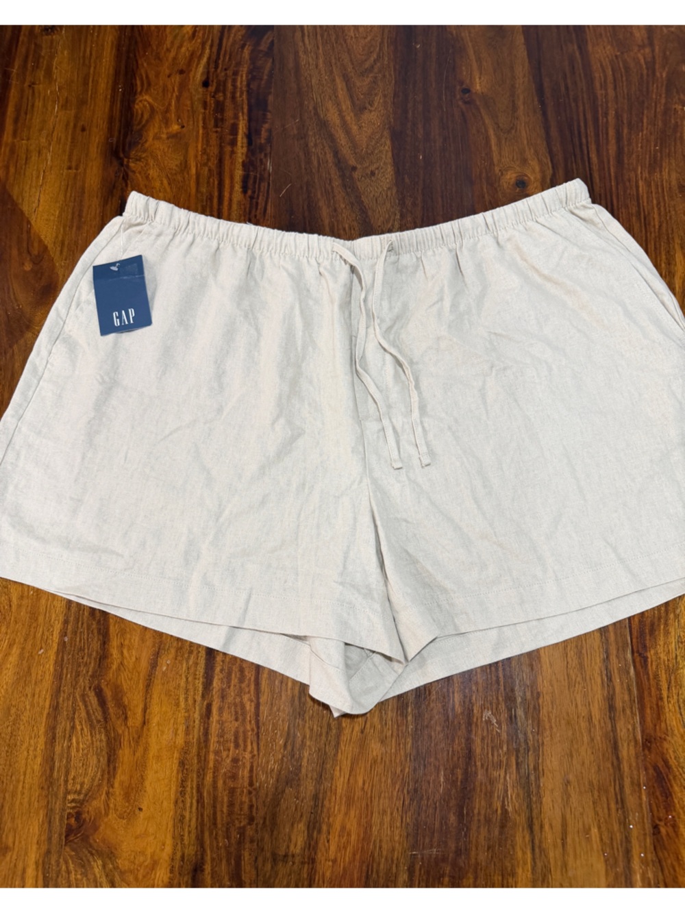 NWT GAP Beige Linen Blend Drawstring Shorts 4" Coastal European Summer